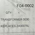 Picture of E250030 IGNITION TRANSFORMER
