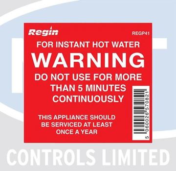 Picture of REGP41 5 MINUTE HOT WATER WARNING STICKER
